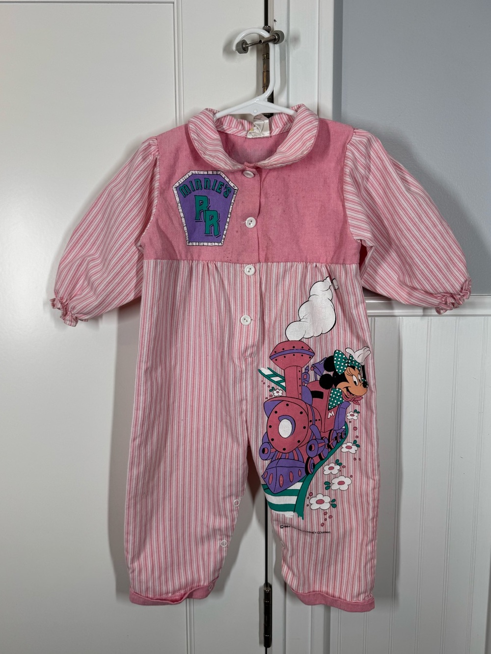 RARE Vintage 1984 Minnie Mouse Railroad Service Jumpsuit Romper 18 months